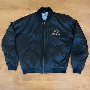 Corvette bomber-jacket… interior quilted lining, front/back embroidered logos